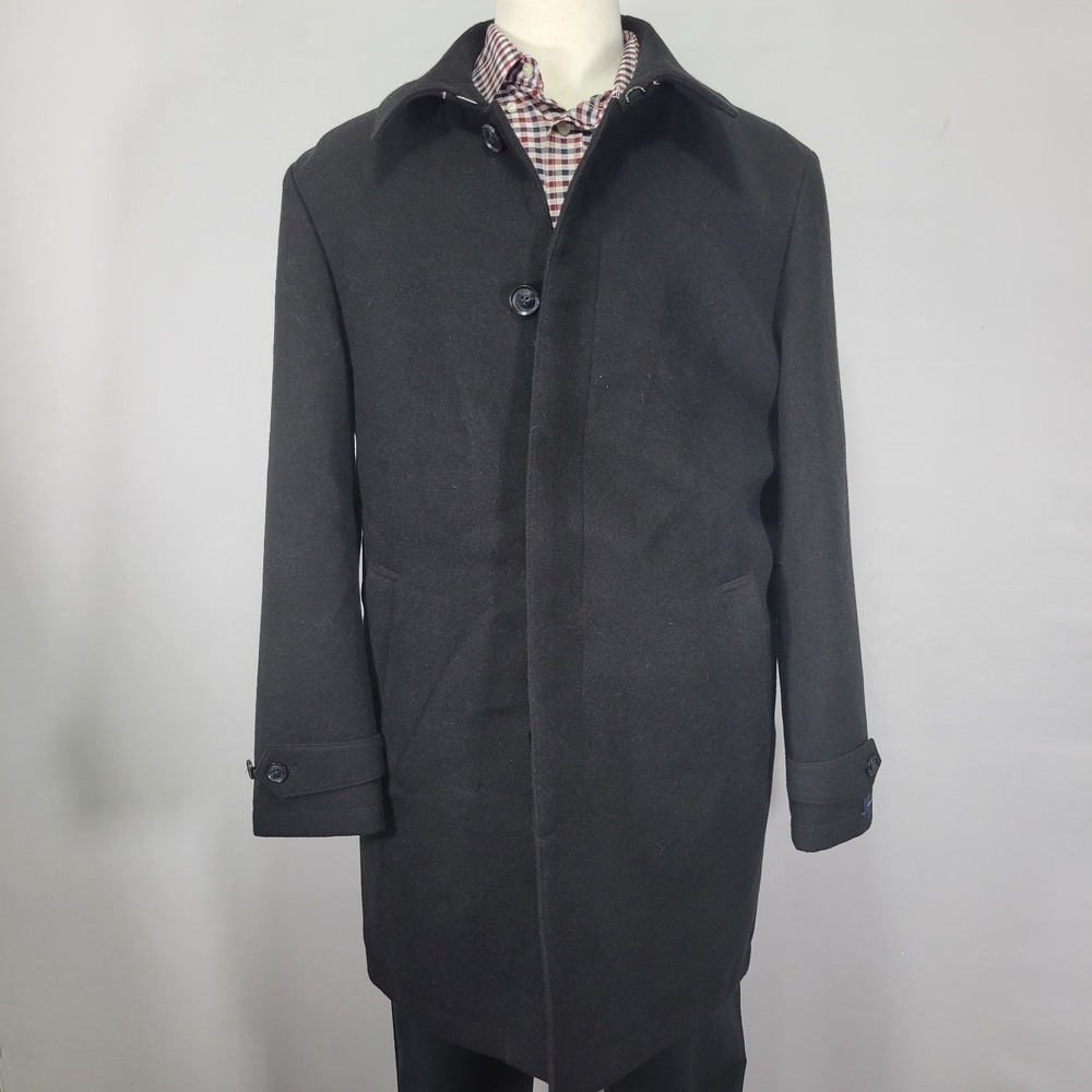 Tommy Hilfiger‎ Men's Over Coat Black Flannel Wool Blend Size 42R NEW W/O TAG
